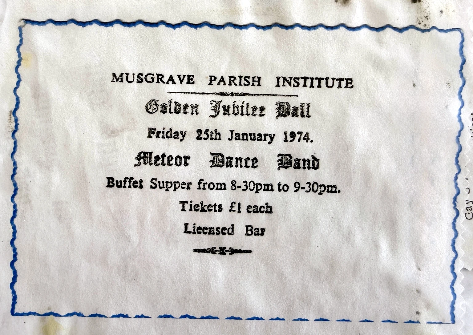 1974 Golden Jubilee dance notice