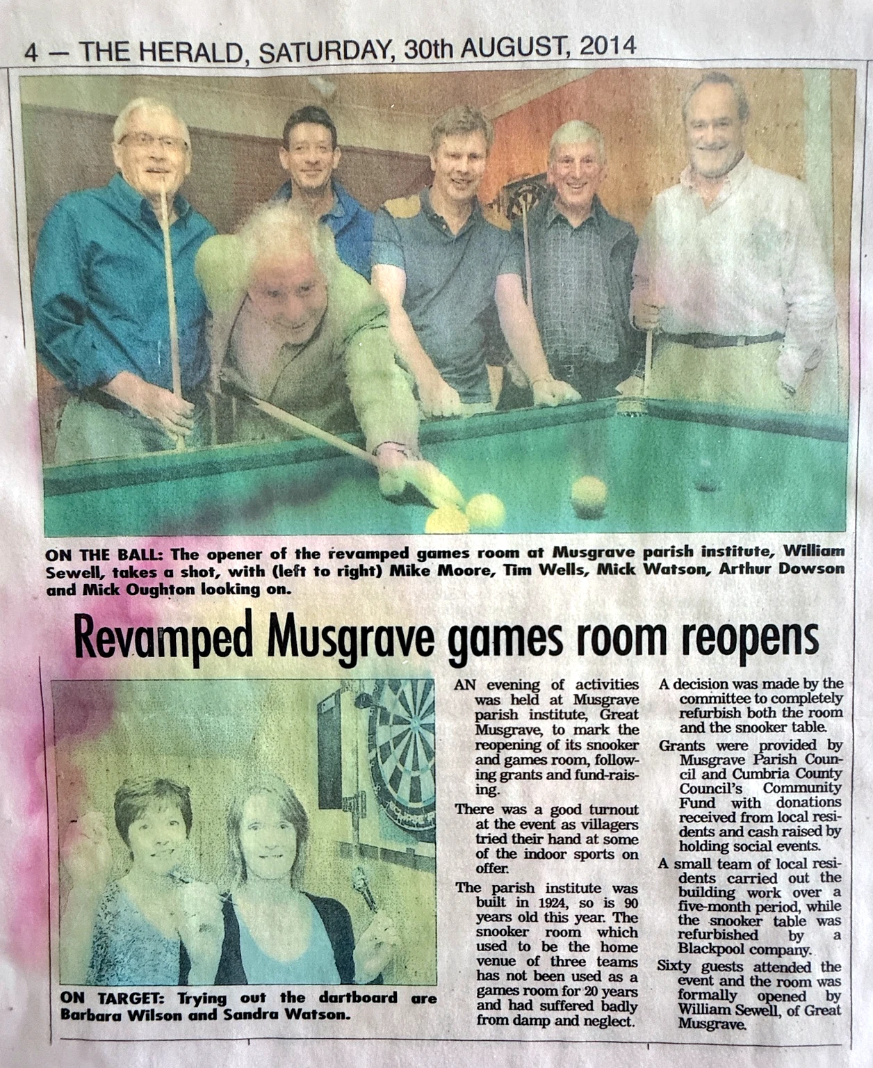 2014 Herald article about the refurbished Musgrave games room reopening